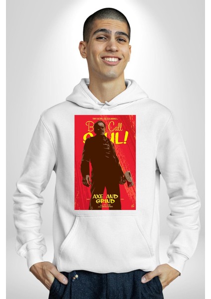 Saul U Ara Tony Dalton Kadın Erkek Baskılı Üç Iplik Beyaz Kapüşonlu Hodie Sweatshirt