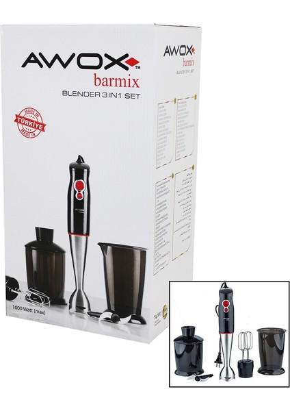 Awox Barmix 3in1 Blender Seti Çelik 2li Mikser Çelik Rondo Bıçak Ç - ARS1730-6255