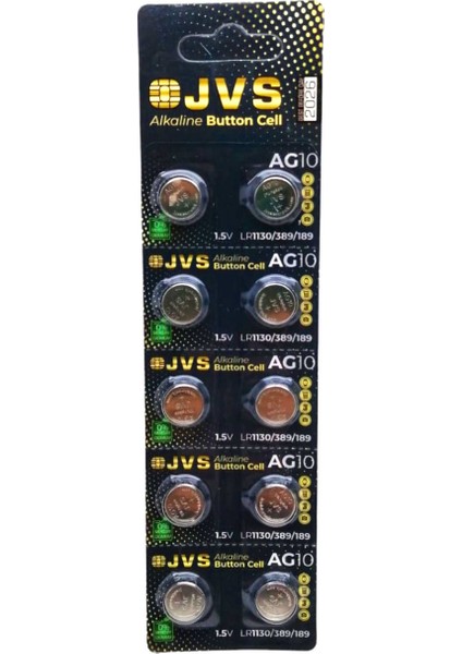 Jvs AG10 1.5V LR1130 Saat Pili 10LU Kart (4767) - ARS7404-1697