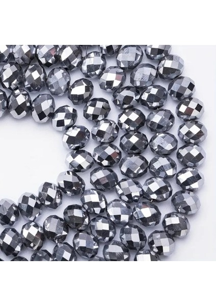 8 Mm 5 Dizi Gümüş Kristal Boncuk Tesbih Boncuğu