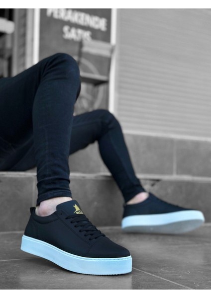 BA0104 Bağcıklı Siyah Cilt Spor Klasik Erkek Ayakkabı