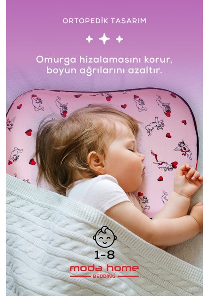 Visco Ortopedik Çocuk Yastığı Sensitive Baby Hava Kanallı yastık YEDEK KILIF HEDIYELİ(Melek) 45 x 30 x 7 cm