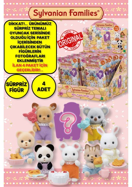 Sylvanian Families Tatlı Atıştırmalıklar Temalı Sürpriz Mini Bebek - 5 cm - 4 Adet