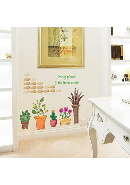 Kids Saksıda Çiçekler Ev Salon Dekorasyonu Duvar Dekoru Sticker