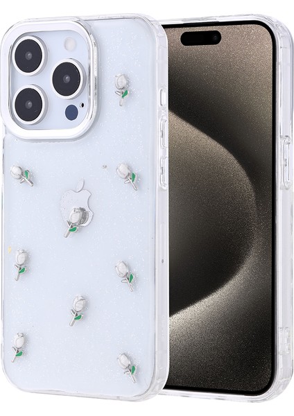 Apple iPhone 15 Pro Kılıf Airbag Tasarımlı Simli Şeffaf Zore Kutup Kapak