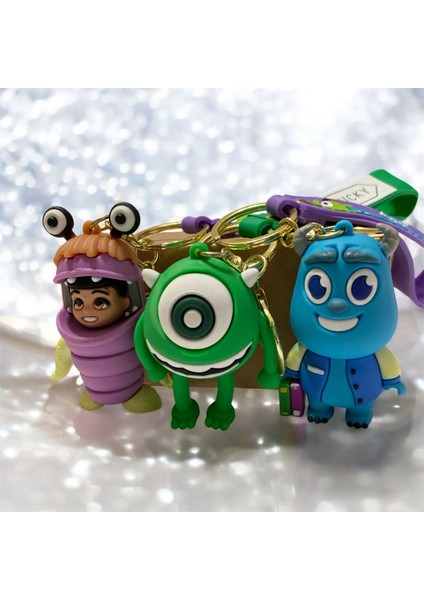 Sevimli Canavarlar Figürlü Anahtarlık & Çanta Süsü 3'lü