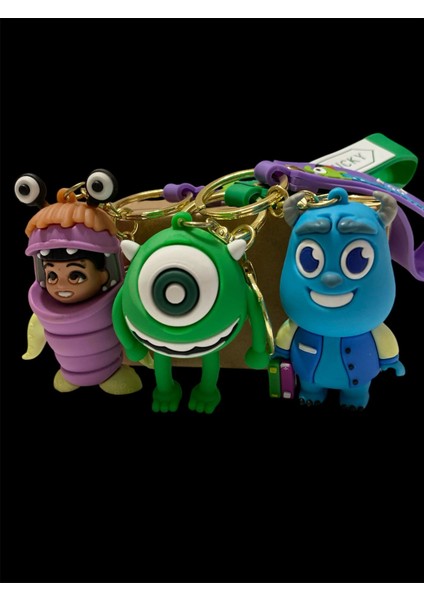 Sevimli Canavarlar Figürlü Anahtarlık & Çanta Süsü 3'lü modelleri