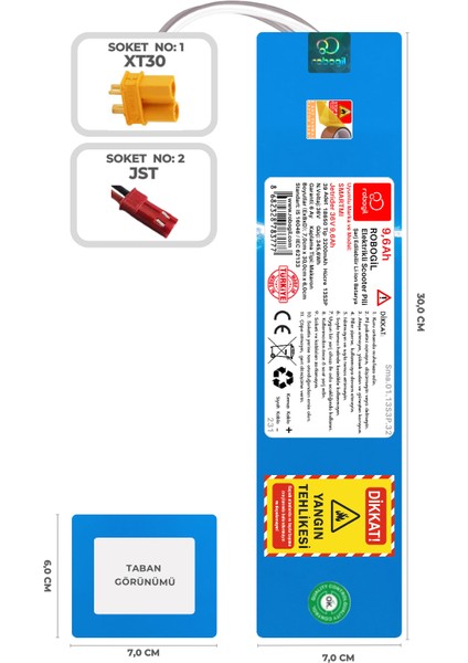 Smartmi Jetrider 36v 9,6ah 13s3p Uyumlu Scooter Pil Paketi / Bataryası Sma.01.13s3p.32 Xt30 Jst