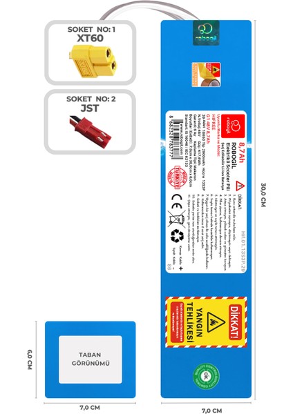 Hifree G1 48v 8,7ah 13s3p Uyumlu Scooter Pil Paketi / Bataryası Hıf.01.13s3p.29 Xt60 Jst