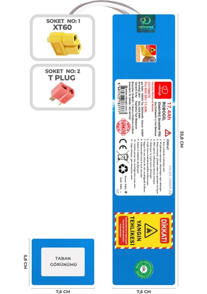 Citymate Pro 500 36v 17,4ah 10s6p Uyumlu Scooter Pil Paketi / Bataryası Cıt.03.10s6p.29 Xt60 Tplug fiyatları