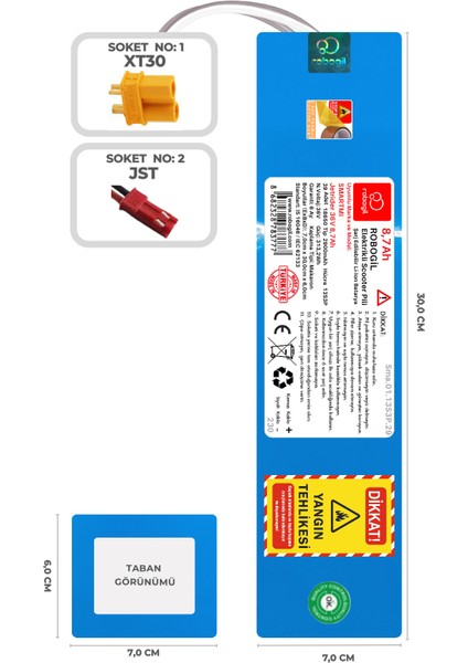 Smartmi Jetrider 36v 8,7ah 13s3p Uyumlu Scooter Pil Paketi / Bataryası Sma.01.13s3p.29 Xt30 Jst fiyatları