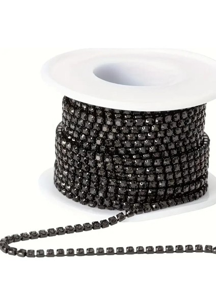 2 Mm Ss8 Kristal Şerit Siyah Kasa Siyah Taş 2 Metre