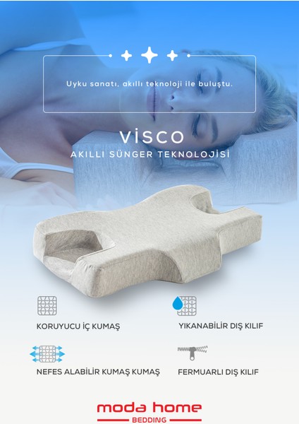 Visco Ortopedık Boyun Yastığı,cilt dostu güzellik yastığı 62*38*10 cm