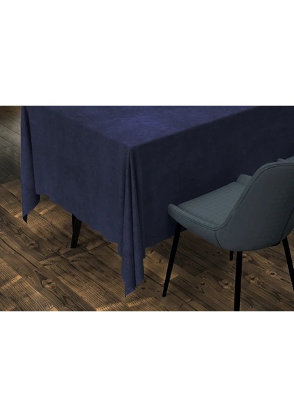 Lacivert Renk Dikdörtgen, Kadife Dokulu, Dertsiz, Masa Örtüsü