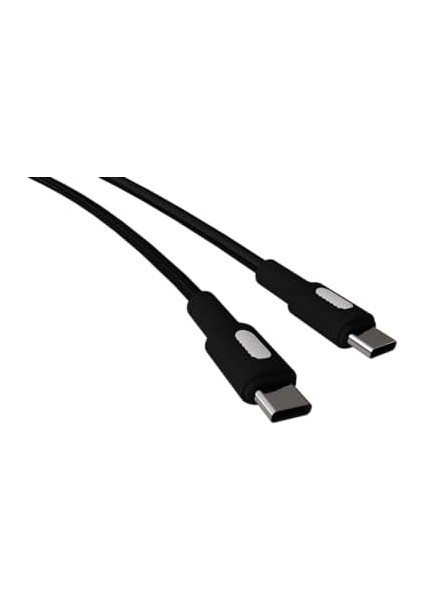 Coral Type C-C Power Delivery Hızlı Şarj Kablosu, Siyah Kablo, Beyaz/siyah Uçlar (120 Cm)
