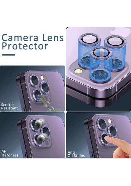 Apple iPhone 14 Pro / 14 Pro Max Derin Mor Için Kamera Lens Koruyucu Çizilmez Hd Görüntü Bozmaz Metal Temperli Cam modelleri