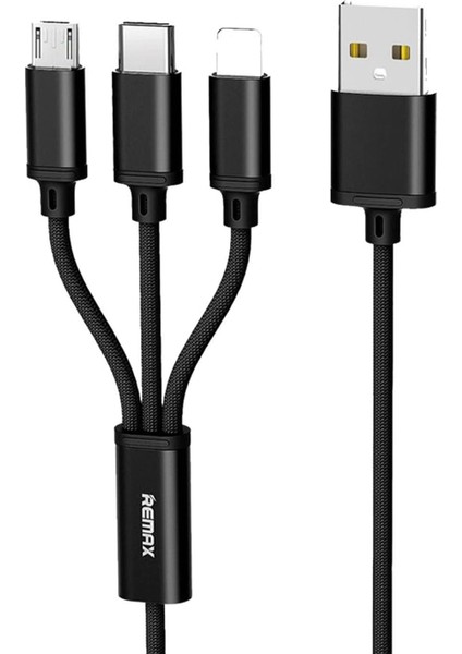 Remax 3 In 1 Micro + Type C + Lightning 1.15M 2.8A Data ve Şarj Kablosu - RC-131TH
