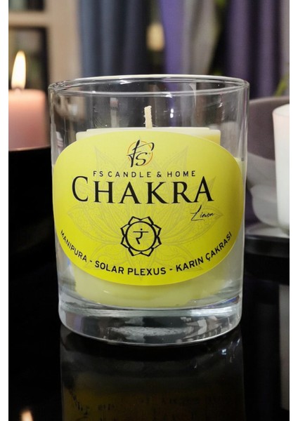 7'li Çakra - Chakra Seti Cam Bardak Kokulu Organik Soya Mumu