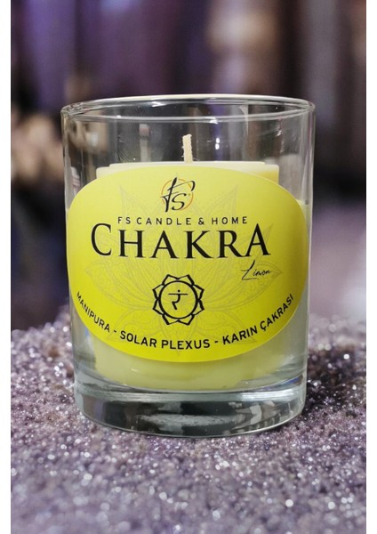 7'li Çakra - Chakra Seti Cam Bardak Kokulu Organik Soya Mumu