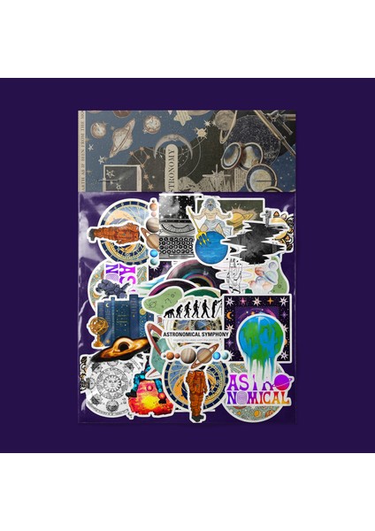 Astronomik Sticker Paketi -Bullet Journal - Ajanda - Planner - Defter - Laptop Etiket Çıkartma Çok Renkli 10 x 15 Paket Boyutu 3 x 5 cm Stickerlar Paket Içeriği 25 Adet Dadi Ramba