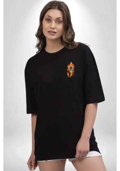 Modern Kaplan Techno Tarzı Kadın Erkek Ön Minimal Sırt Baskılı Siyah Pamuklu Tişört fiyatları