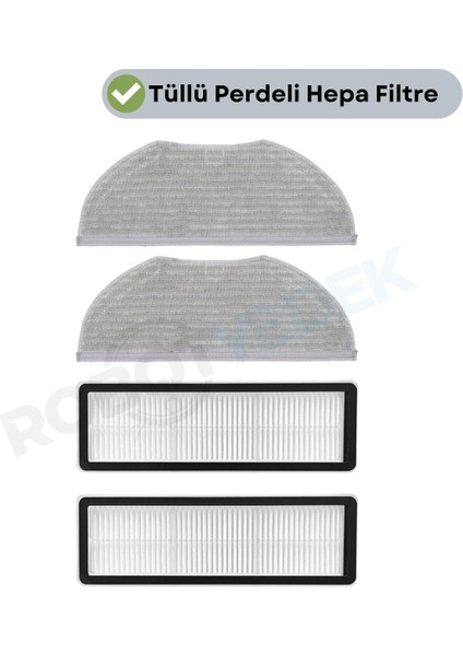 Xiaomi S10T STFCR01SZ Uyumlu Yedek Mop Ve Tüllü Hepa Filtre-4 Parça