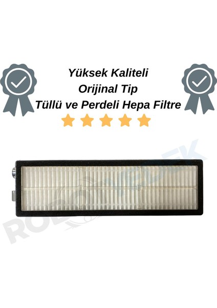 Xiaomi S10T STFCR01SZ Uyumlu Yedek Tüllü Hepa Filtre Ve Siyah Yan Fırça-4 Parça