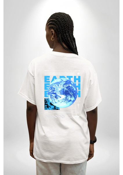 Dünya Tekno Sokak Tarzı Kadın Erkek Ön Minimal Sırt Baskılı Beyaz Pamuklu Tişört fiyatları