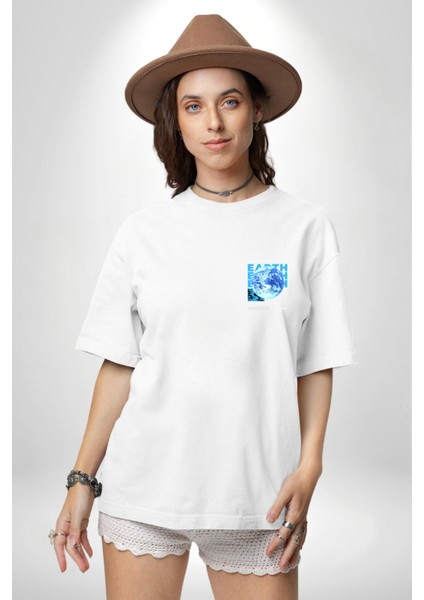 Dünya Tekno Sokak Tarzı Kadın Erkek Ön Minimal Sırt Baskılı Beyaz Pamuklu Tişört modelleri
