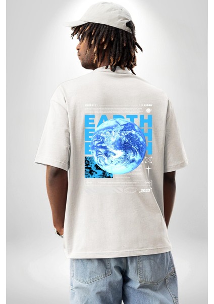 Dünya Tekno Sokak Tarzı Kadın Erkek Ön Minimal Sırt Baskılı Beyaz Pamuklu Tişört indirimleri