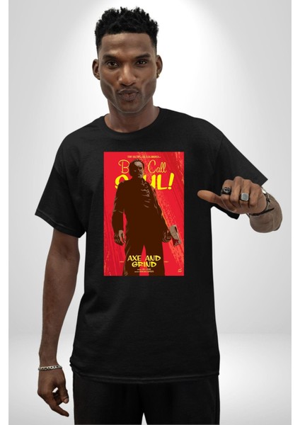 Saul U Ara Tony Dalton Kadın Erkek Ön Baskılı Siyah Pamuklu Tişört Penye Klasik modelleri