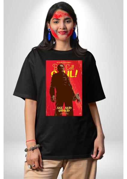 Saul U Ara Tony Dalton Kadın Erkek Ön Baskılı Siyah Pamuklu Tişört Penye Klasik indirimleri