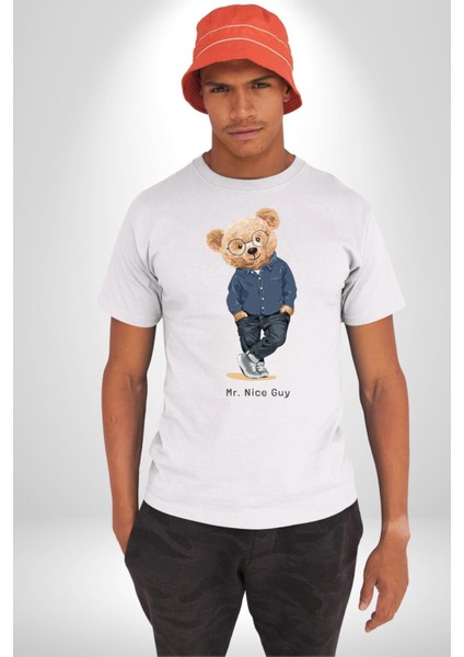 Bay Iyi Oyuncak Ayı Kadın Erkek Ön Baskılı Beyaz Pamuklu Tişört Penye Klasik fırsatları