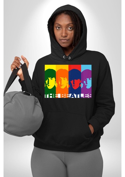 The Beatles Efsane Grup Kadın Erkek Baskılı Üç Iplik Siyah Kapüşonlu Hodie Sweatshirt fırsatları