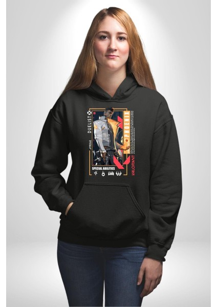 Phoenix Düellocu Karakter Kadın Erkek Baskılı Üç Iplik Siyah Kapüşonlu Hodie Sweatshirt modelleri