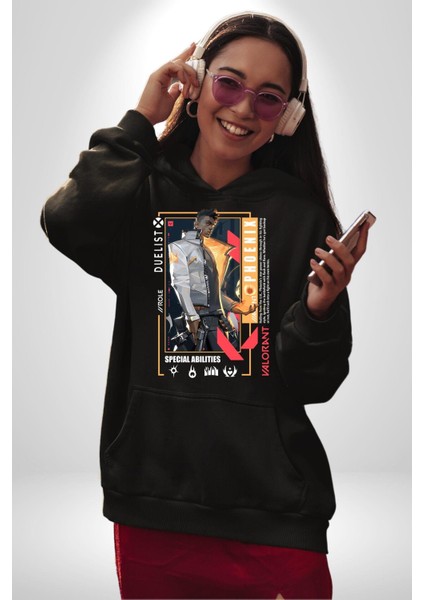 Phoenix Düellocu Karakter Kadın Erkek Baskılı Üç Iplik Siyah Kapüşonlu Hodie Sweatshirt fırsatları