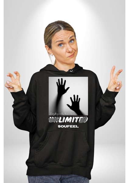 Bu Dünyada Her Şeyin Sınırsız Bir Sayısızlığı Vardır Kadın Erkek Baskılı Üç Iplik Siyah Kapüşonlu Hodie Sweatshirt fiyatları