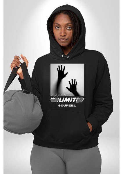 Bu Dünyada Her Şeyin Sınırsız Bir Sayısızlığı Vardır Kadın Erkek Baskılı Üç Iplik Siyah Kapüşonlu Hodie Sweatshirt fırsatları