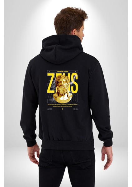 Yunan Tanrısı Zeus Heykel Kadın Erkek Baskılı Fermuarlı Kapüşonlu Hırka Sweatshirt