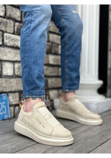 BA0307 Boa Kalın Süet Yüksek Taban Çift Bant Bej Erkek Ayakkabı fırsatları