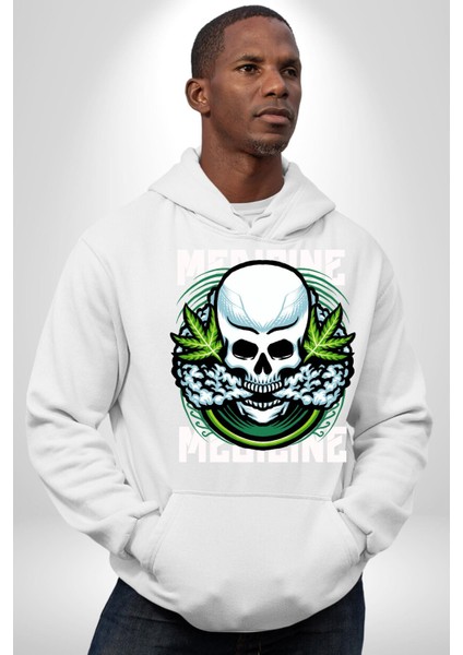 Ölü Cadılar Bayramı Kurukafa Kadın Erkek Baskılı Üç Iplik Beyaz Kapüşonlu Hodie Sweatshirt fiyatları