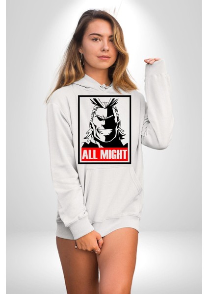 Her Şey Mümkün Justice Academy Kadın Erkek Baskılı Üç Iplik Beyaz Kapüşonlu Hodie Sweatshirt fiyatları