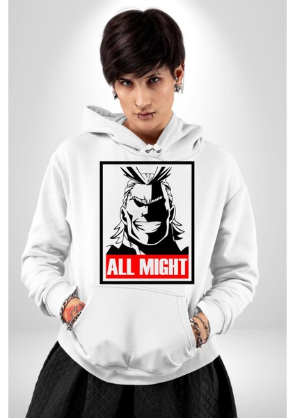 Her Şey Mümkün Justice Academy Kadın Erkek Baskılı Üç Iplik Beyaz Kapüşonlu Hodie Sweatshirt fırsatları