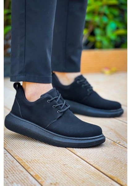 KB-003 Kuback Siyah Süet Siyah Taban Bağcıklı Günlük Erkek Ayakkabı