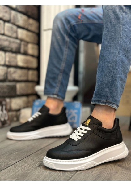 BA0327 Boa Kalın Yüksek Taban Siyah Bağcıklı Spor Erkek Ayakkabı fiyatları