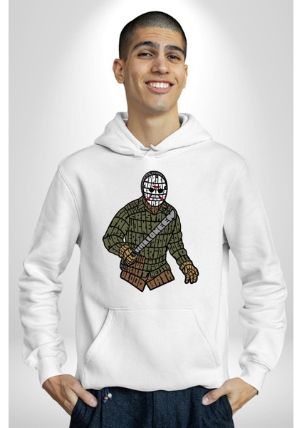 13.cuma Jason Korku Karakteri Kadın Erkek Baskılı Üç Iplik Beyaz Kapüşonlu Hodie Sweatshirt fiyatları