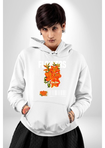 Çiçekler Nezaket Sokak Tarzı Kadın Erkek Baskılı Üç Iplik Beyaz Kapüşonlu Hodie Sweatshirt fırsatları