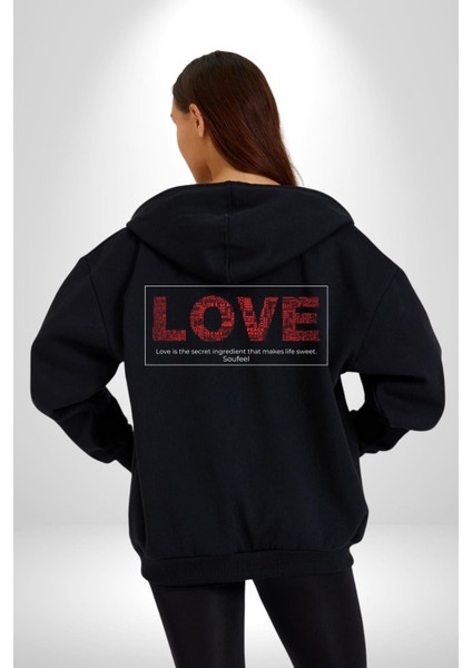 Aşk Hayatı Tatlı Kılan Gizli Bileşendir Kadın Erkek Baskılı Fermuarlı Kapüşonlu Hırka Sweatshirt modelleri