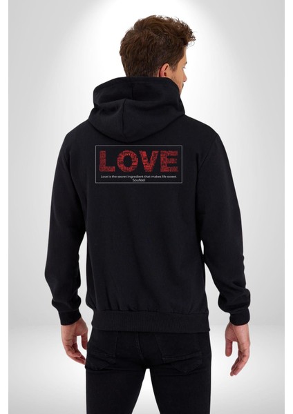Aşk Hayatı Tatlı Kılan Gizli Bileşendir Kadın Erkek Baskılı Fermuarlı Kapüşonlu Hırka Sweatshirt indirimleri