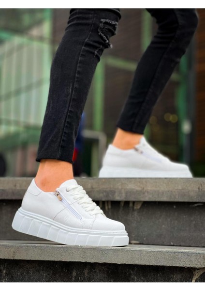 Erkek AYAKKABIKB-X155 Kuback Beyaz Cilt Detaylı Beyaz Yüksek Taban Günlük Spor Ayakkabı fiyatları